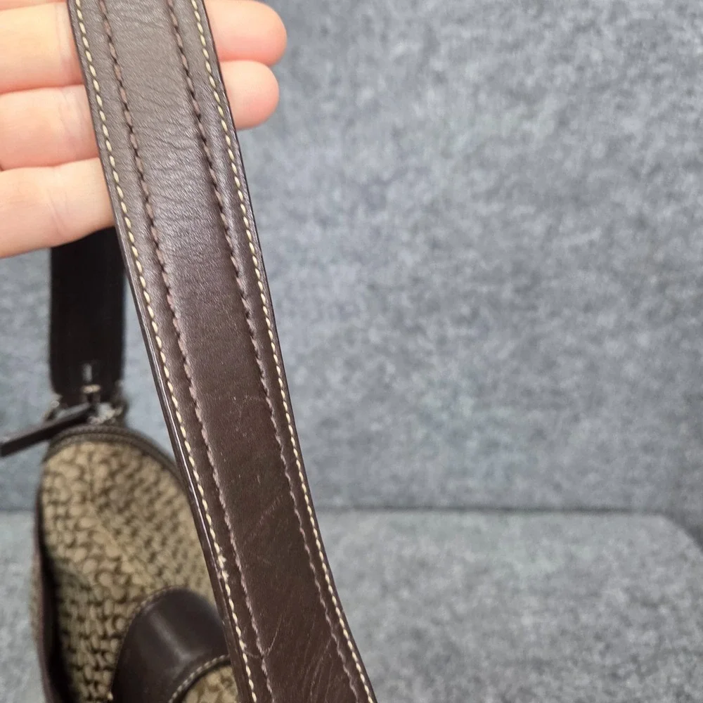 Coach F10926 Vintage Soho BROWN Leather & Signature C Canvas Shoulder‎ Bag y2K